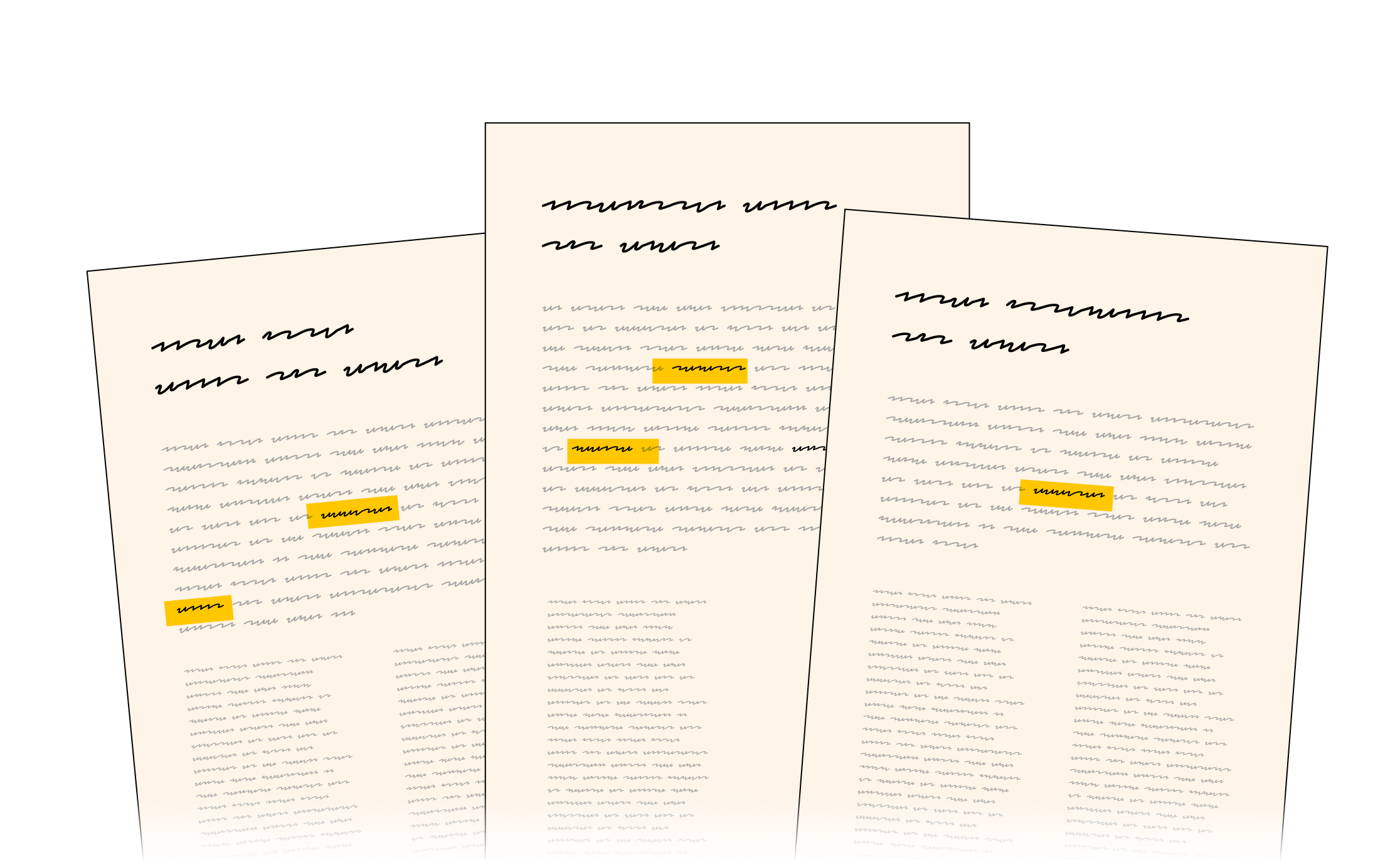 Abstract illustration of term highlights in publications